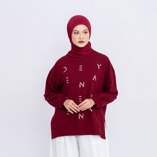 DEENAY BURGUNDY SWEATSHIRT EMBRO