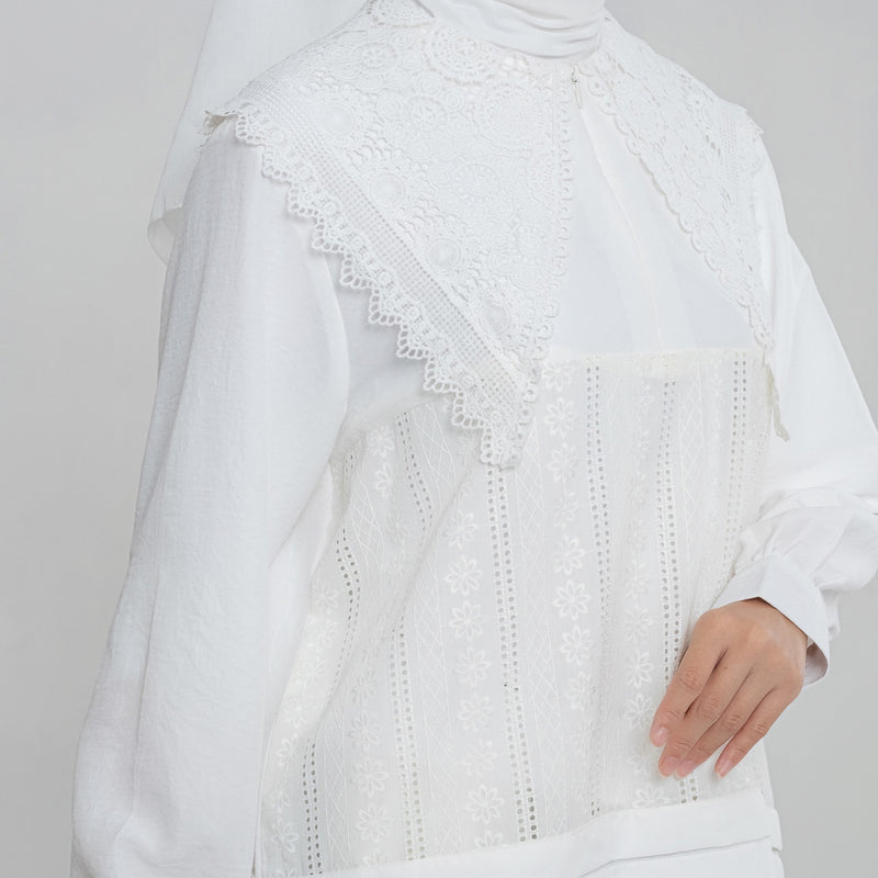 Deenay White Series Collar Blouse Embroidery