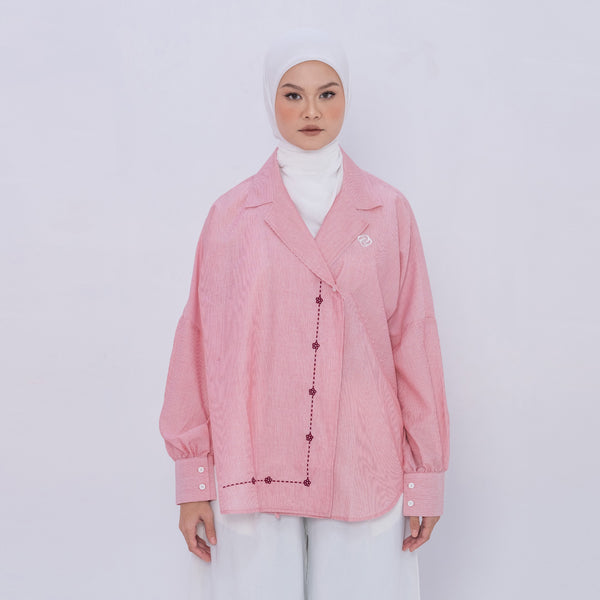 DEENAY RED WRAP SHIRT EMBRO