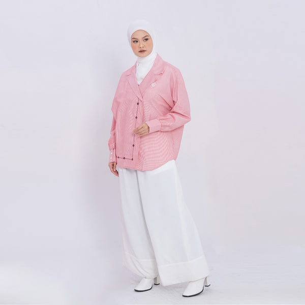 DEENAY RED WRAP SHIRT EMBRO