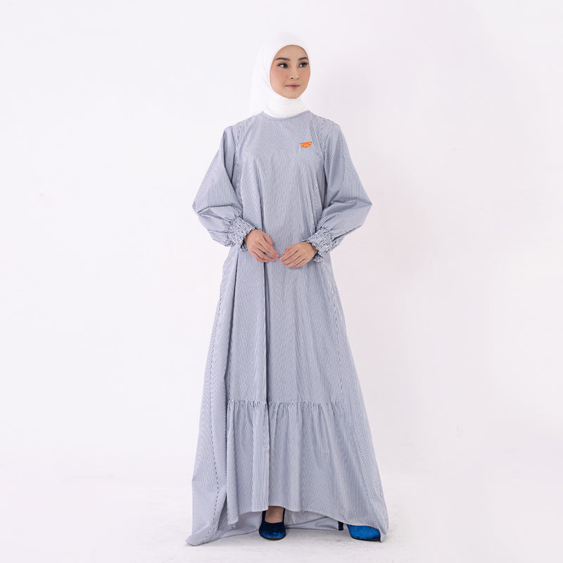 DEENAY FUTURE ART STRIPED MAXI DRESS