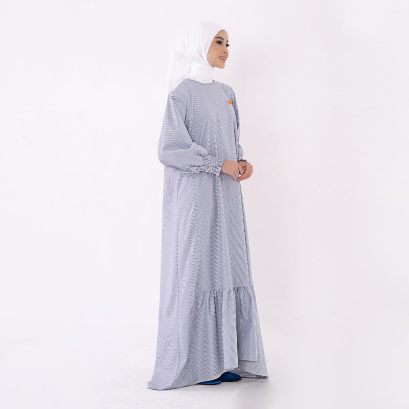 DEENAY FUTURE ART STRIPED MAXI DRESS