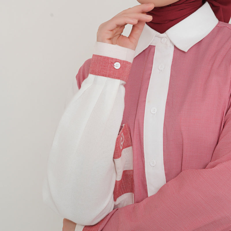 Deenay Asymetrical Sleeve Shirt Red Series