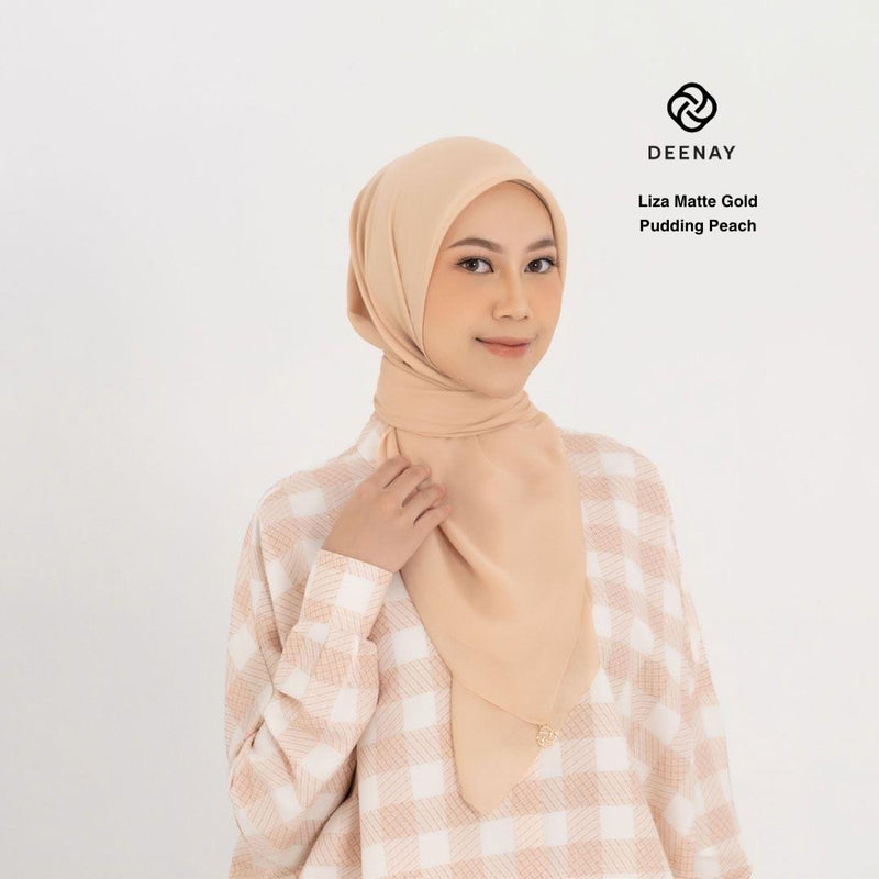 Hijab Deenay Segi Empat New Logo Peach Forest Delight